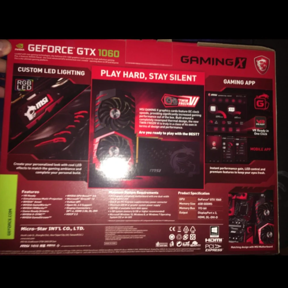 MSI GeForce GTX 1060 DirectX 12 6GB
